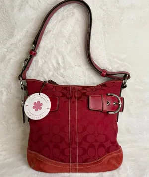 y2k Coach Vintage Soho Red Jacquard Shoulder Bag Crossbody thumbnail 1