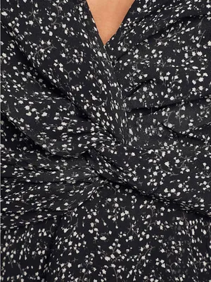Lulu's Black Floral V-Neck Mini Dress. thumbnail 7