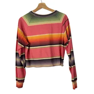Aviator Nation Serape Bolt Rainbow Stripe Cropped Sweatshirt S‎ thumbnail 3