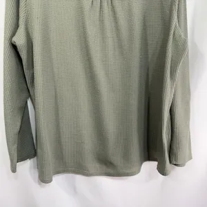 Cato Plus Size 18 20 Top Sage Green‎ Long Sleeve Waffle Knit Thermal Lace 771 thumbnail 7