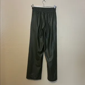 OFFLINE by Aerie Real Luxe Wide‎ Leg Faux Leather Pants Olive Green Size XS thumbnail 5