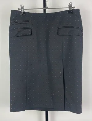 French Connection Black‎ Red Polka Dot Retro Front Slit Pencil Skirt thumbnail 1
