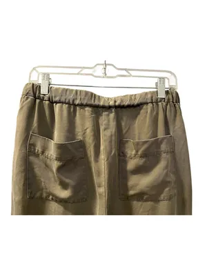 Marine Layer Khaki Green Twill Barrel Drawstring Pants Elastic Waist Size Small thumbnail 6