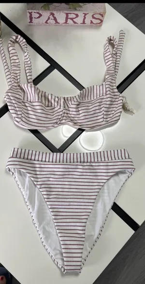 Summerful Two-Piece Bikini Ribbed Metallic Stripe High Rise High Leg D / M thumbnail 5