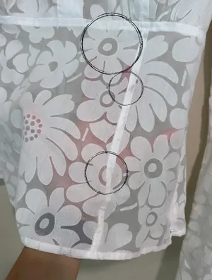 White semi sheer floral long sleeve top thumbnail 11