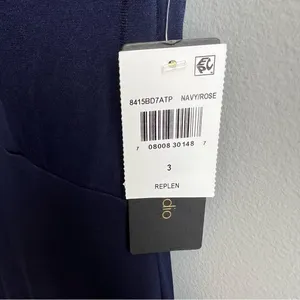 CITY STUDIO NWT Juniors Navy Plunge Off Shoulder Sleeve Size 3 Formal Dress Gown thumbnail 9