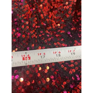 Motel Red & Burgundy Sequin Long Sleeve Romper Women’s M Deep V Party Club thumbnail 11