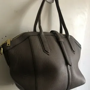 J Crew Large Light Brown Leather Trapeze Tote thumbnail 6