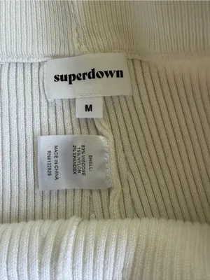 Superdown Ribbed Knit High Rise Pull-On Flare Pants White Ivory Size Medium thumbnail 4
