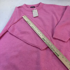 BTFBM Women's M Hot Pink Oversized Knit Sweater Crew Neck Long Sleeve Tunic Fall thumbnail 12