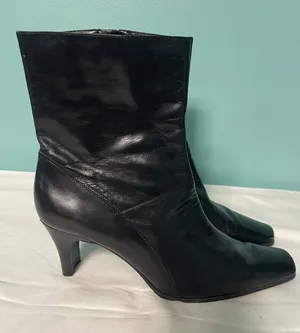 Nine‎ West Womens Black Leather Ankle Boots 10 Medium thumbnail 1