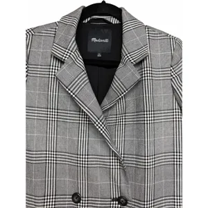 Madewell‎ Caldwell Double-Breasted Oversized Blazer Black/White Plaid Women's XS thumbnail 3
