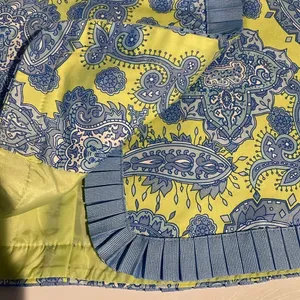 Lilly & Van Women's‎ Size Large Skirt - Blue Paisley Print with Pleated Trim thumbnail 5