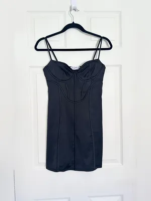 NWT Hollister Social Tourist Satin Corset Mini Dress - Black - XS thumbnail 4