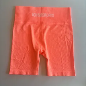 LOVE&SPORTS Neon Orange Athletic Gym‎ Shorts Spandex, High Rise Like New XL thumbnail 6