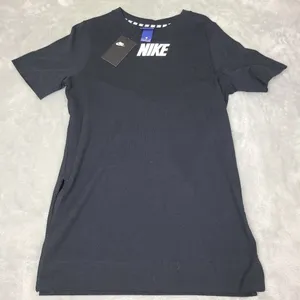 The Nike Tee Women's Small Dri-Fit Black‎ Swoosh Logo Short Sleeve 853394-010 thumbnail 1
