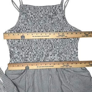 American Eagle Outfitters Jumpsuit 2XL XXL Striped Smocked Lined Wide Leg Cotton thumbnail 16