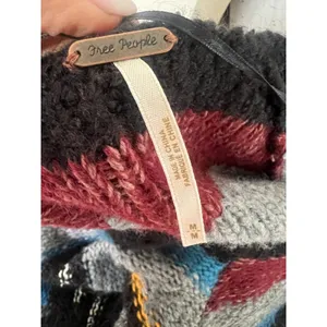 Free People Sweater Womens M Multi Striped Montmartre Knit Boat Neck Winter Wear thumbnail 7