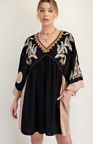 Easel Embroidered Detail Woven Dress Size Medium thumbnail 1