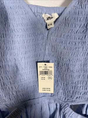 Aerie Womens Smocked Cut Out Mini Dress Blue Medium New With Tags thumbnail 3