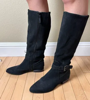 NINE WEST Black Suede Flat Riding Boot Size 8.5M Pointed Toe thumbnail 9