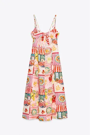 Zara Floral Pink Lemon Print Maxi Dress - Italy Inspired Summer Linnen Dress thumbnail 5