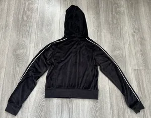 Garage Black Velour Full Zip Hoodie Sweatshirt Size Small thumbnail 3