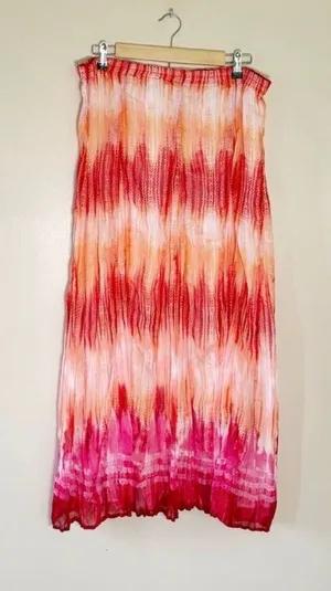 CLEARANCE! Orange/Red Chico’s Hashmark Valayna Maxi Skirt Size 2 (12/L) EUC thumbnail 1