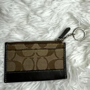 y2k COACH Signature Brown Card Holder Coin Purse Key Ring thumbnail 2