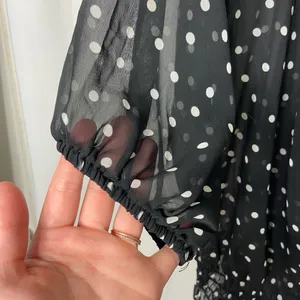 EUC Ambiance women’s black white polka dotted off shoulder 3/4‎ sleeve blouse XL thumbnail 3