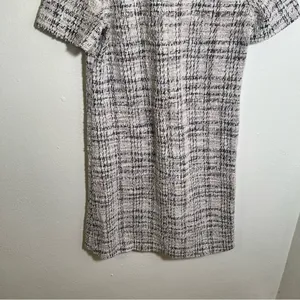 Love Ady Women's Boucle Tweed Shift Dress White Maroon Black Metallic Short Slv thumbnail 8