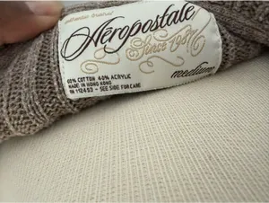 Aeropostale VTG Brown Cable Knit Hooded Sweater M Y2K thumbnail 2