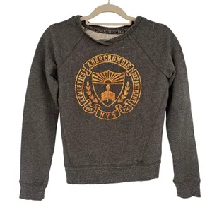 Abercrombie & Fitch Glitter Crest Sweatshirt Sz XS Y2K Preppy Collegiate Gray thumbnail 2