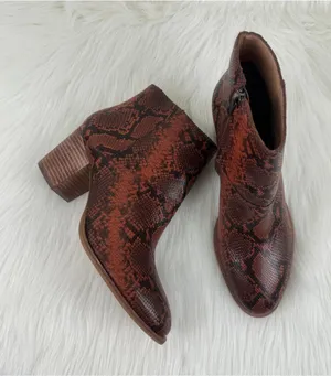 NWOB Madewell The Rosie Snake Embossed Leather Ankle Boots US 8.5 Dark Cinnabar thumbnail 1