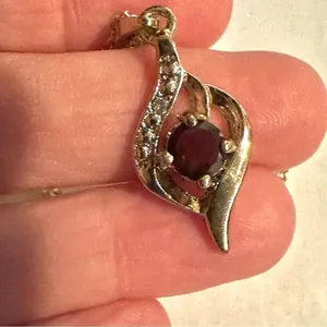 Gold tone rhinestone dainty pendant necklace thumbnail 3