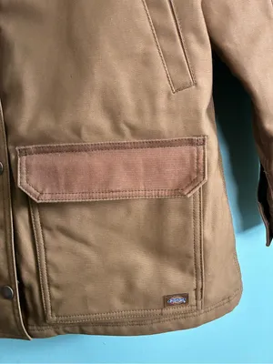 NWT Dickies Women's Brown Waxed Canvas Chore Coat Utility Winter Jacket Sz L thumbnail 2
