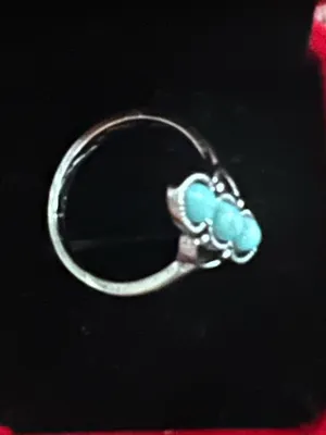 Women’s Stainless Steel Silver Aztec Faux Turquoise Embellished Ring Size 7 thumbnail 2
