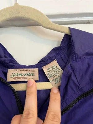 St. John's Bay dark Purple Hooded Windbreaker Y2K pockets thumbnail 2