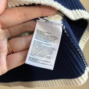 Lands' End blue white striped pullover cable knit sweater women's XS 100% cotton thumbnail 4
