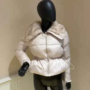 Winter Jacket Short Jacket Coat Trench Overcoat Parka Puffer Fur Collar Bomber thumbnail 3
