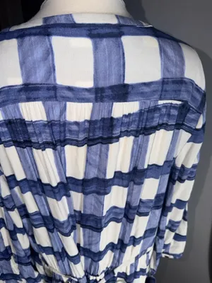 Maeve Blue and White Plaid Drawstring dress thumbnail 11