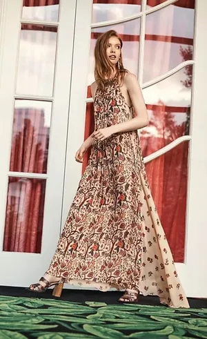 NWT Anthropologie Nikasha Beaded Bohemian Halter Maxi Dress XS thumbnail 1