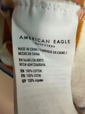 American Eagle Outfitters White Tank Top with Mustard & Navy Stripes thumbnail 5