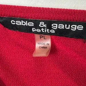 Cable&Gauge red viscose blend cardigan sweater with floral accents Petite Large thumbnail 8