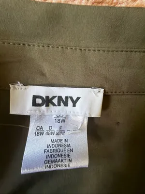 DKNY Olive Green Shirt Dress 18W NWT Snap Front Lightweight Plus Size thumbnail 3
