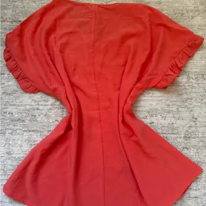Orange/Red Ruffle Sleeve Top (Size Medium) Red thumbnail 5
