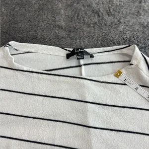 Lulus Striped‎ Boat Neck Dolman Sleeve Top White Black XS thumbnail 6
