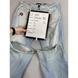 Aeropostale Jeans Womens 32x32 Blue Flower Embroidery Flare Tag 7/8 Indie Boho thumbnail 14