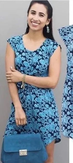 ✨Cabi Java Sz Small Dress Drawstring Blue Floral✨ thumbnail 1