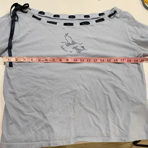 Hollister Size L Blue Ribbon Lace Up Baby Tee Summer 98 Y2K Coquette thumbnail 5